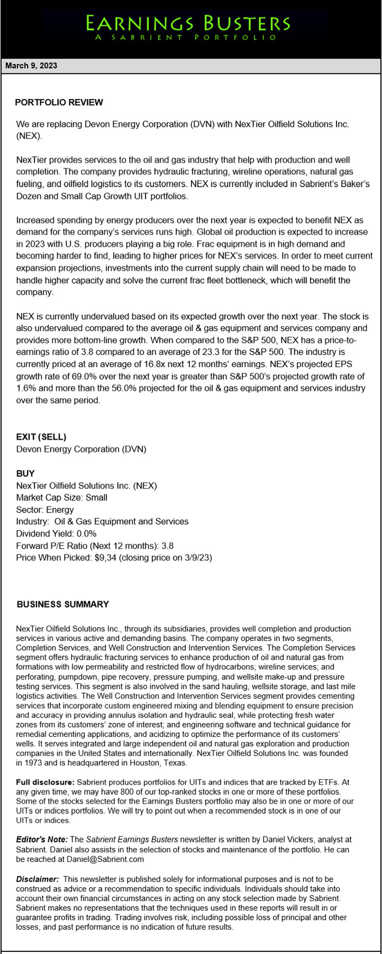 Earnings Busters Newsletter - March 9, 2023