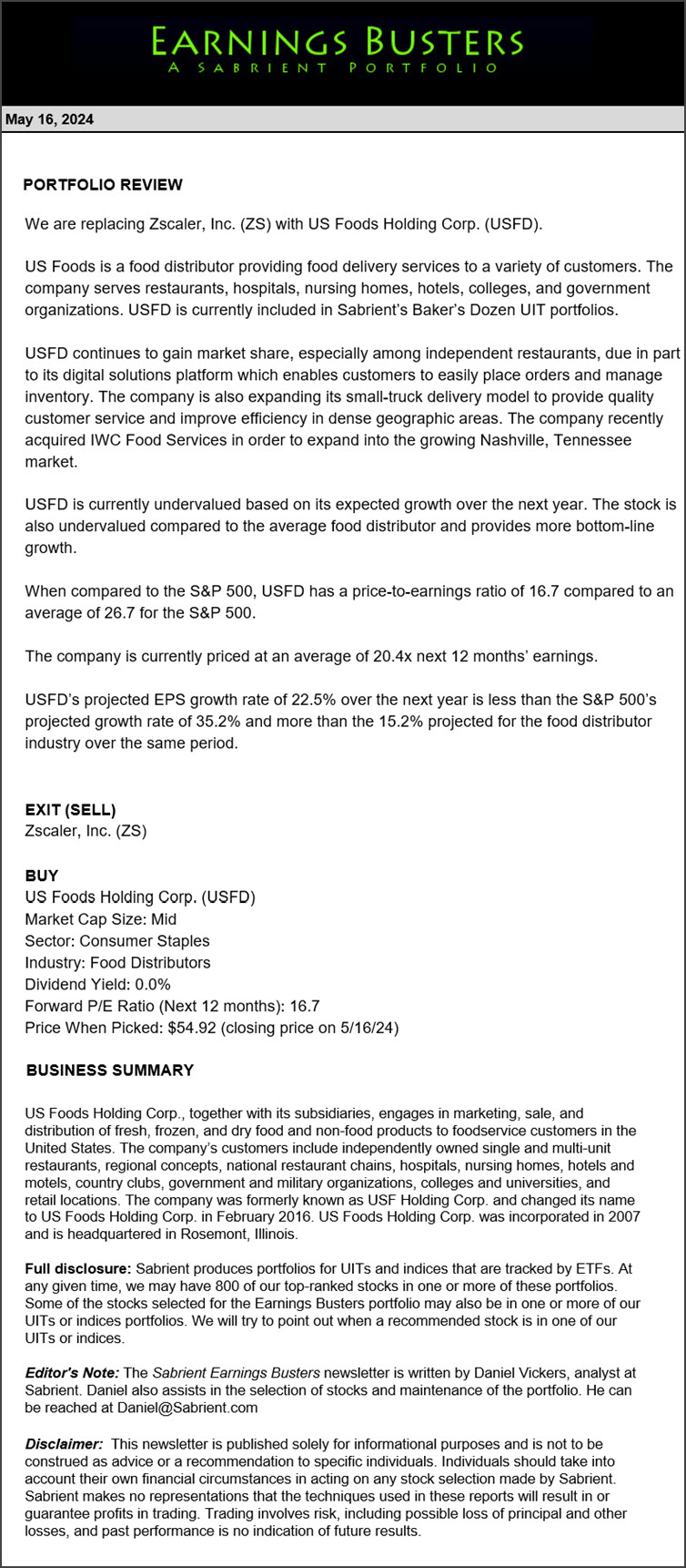 Earnings Busters Newsletter - May 16, 2024