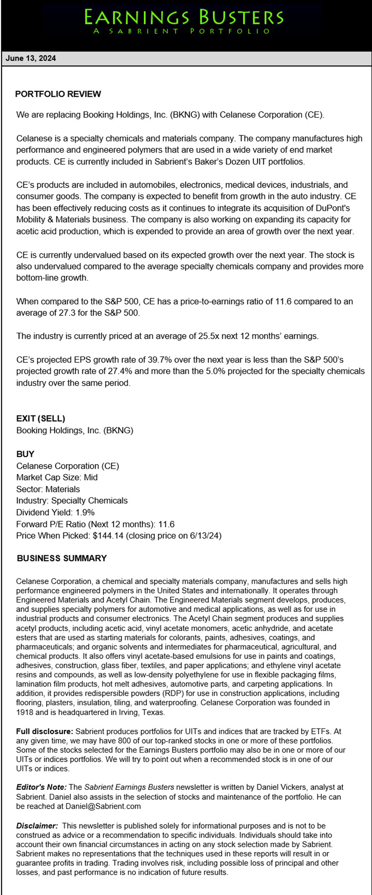 Earnings Busters Newsletter - June 13, 2024