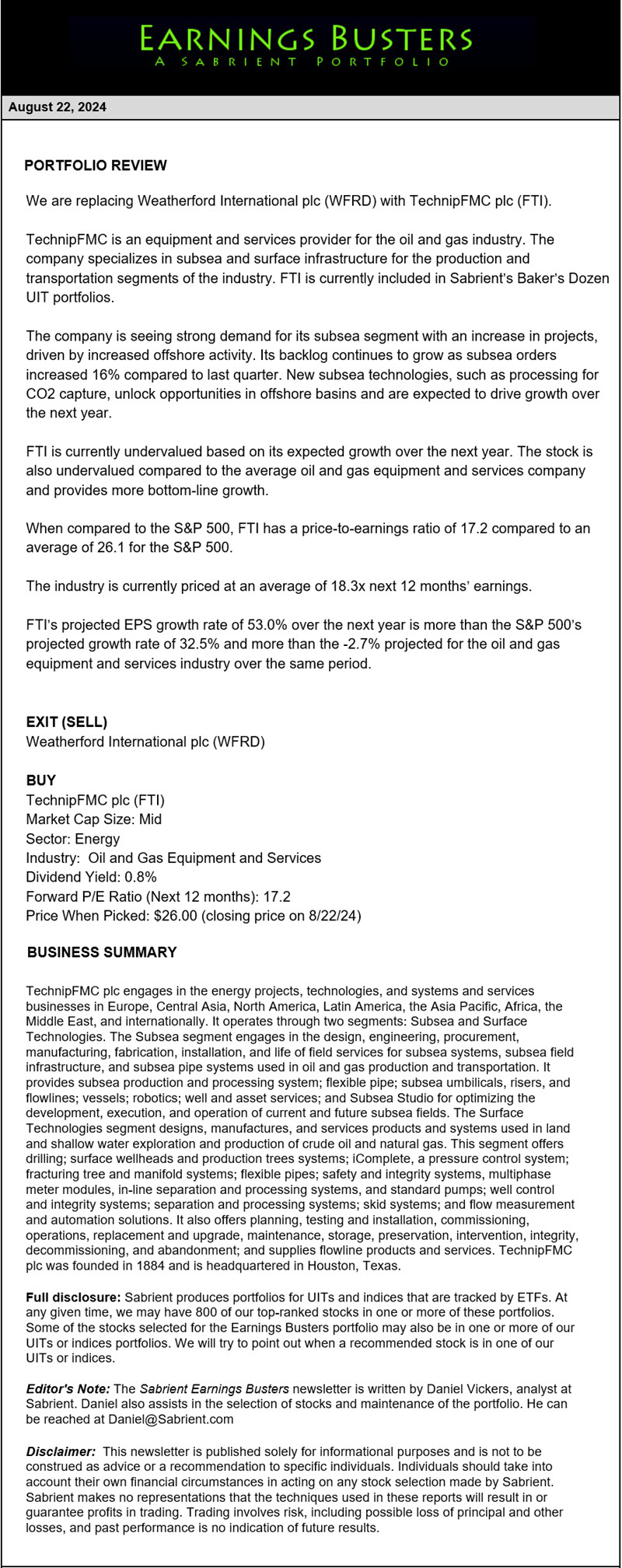 Earnings Busters Newsletter - August 22, 2024